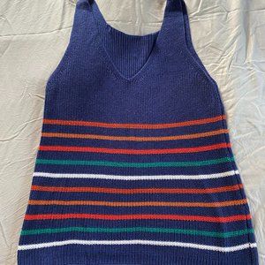 Navy blue striped sweater tank top size S fits like L